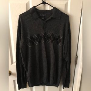 Dockers Men’s XL Argyle Design Long-Sleeve Dark Gray Pullover Sweater